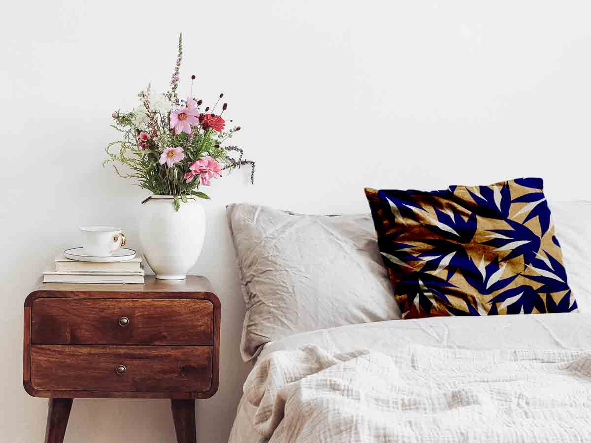 Gesundheitskissen Braun mit blauen Blättern