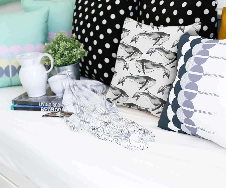 Gezondheidskussen zwarte blauwe vinvis