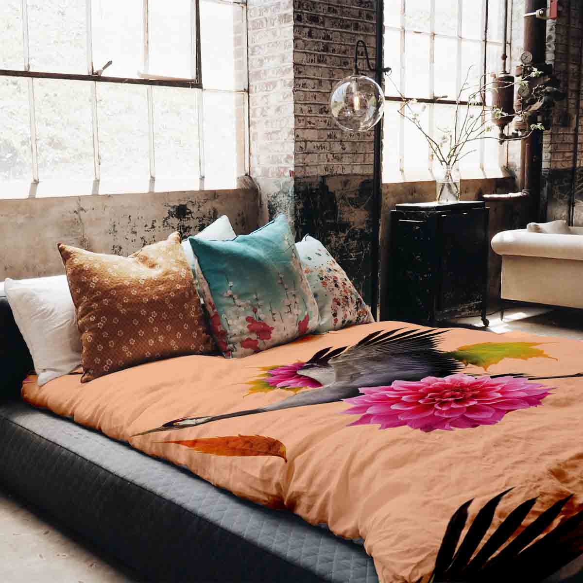 Therapiedekens Beddengoed Set Oranje met Kraanvogel