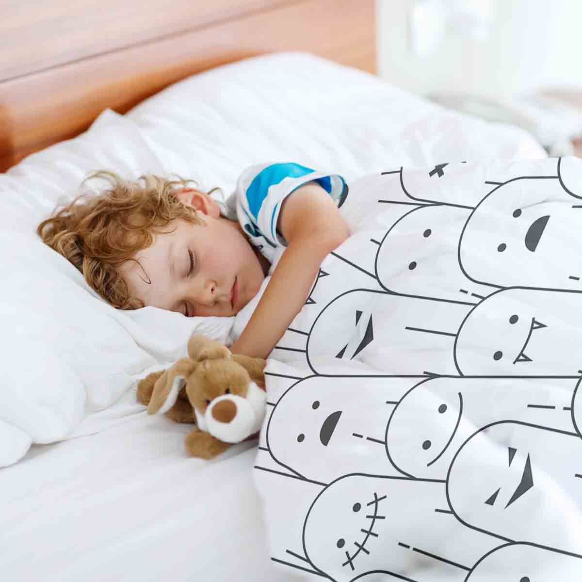 Therapiedekens beddengoed set wit met grappige spoken