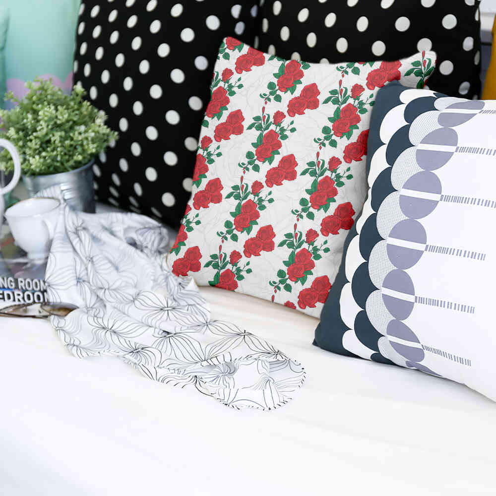 Gesundheitskissen Weiß mit Rosenstrauch