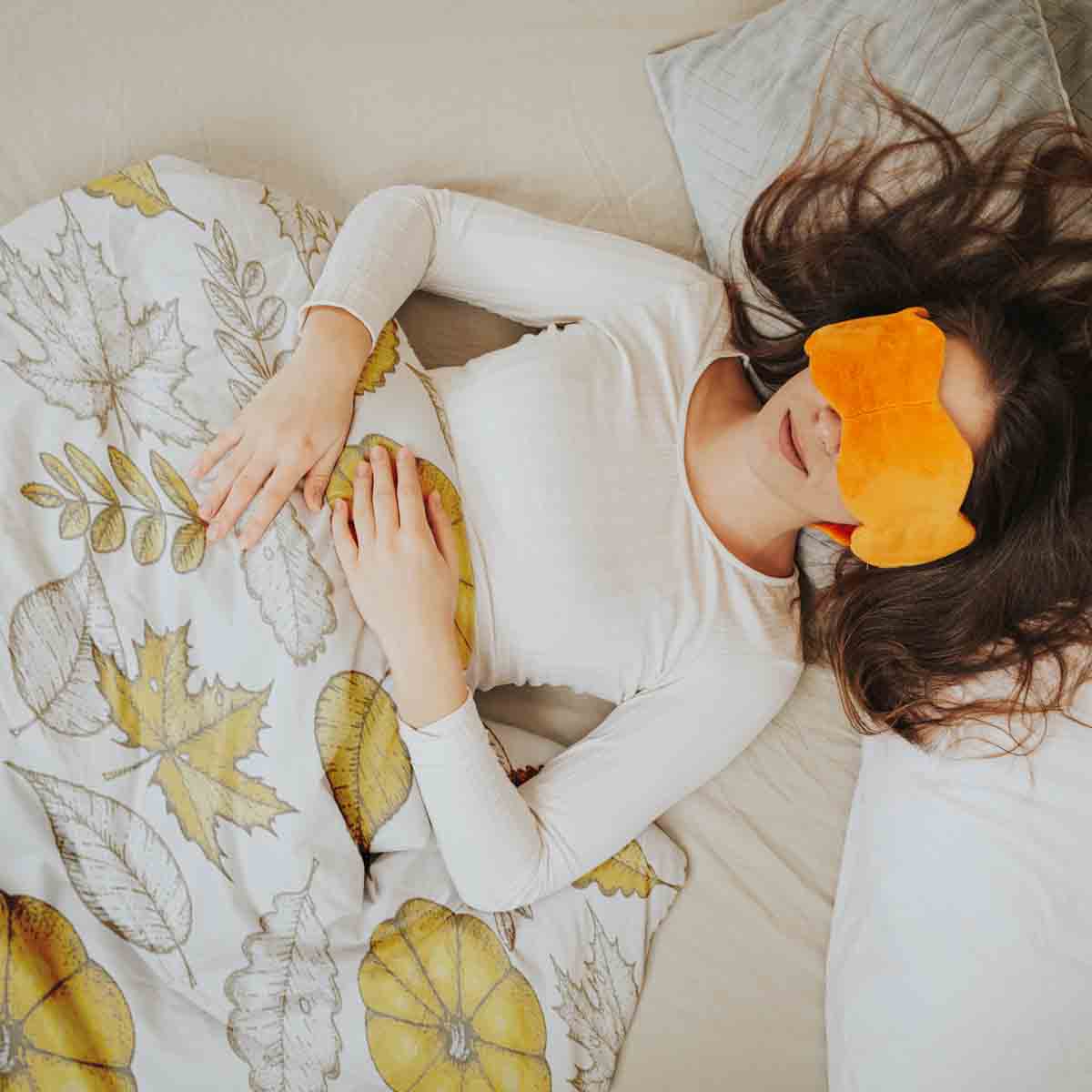 Originele therapiedeken - katoenen hoes wit met blad en pompoen
