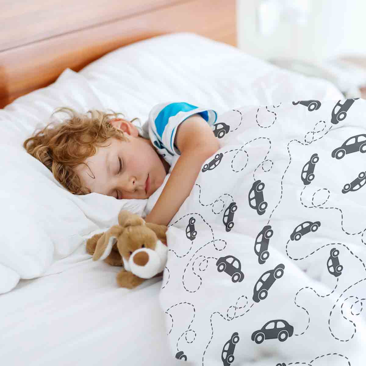 Original Therapiedecke - Baumwoll Bettwäsche Set mit schwarzen Autos