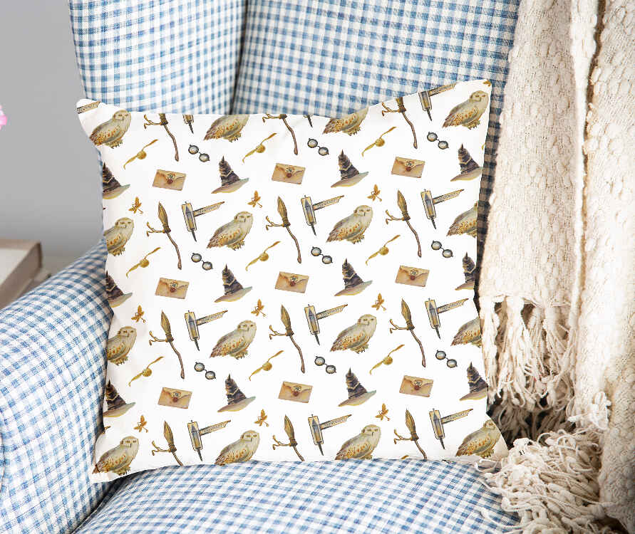 Gezondheidskussen wit met uilen