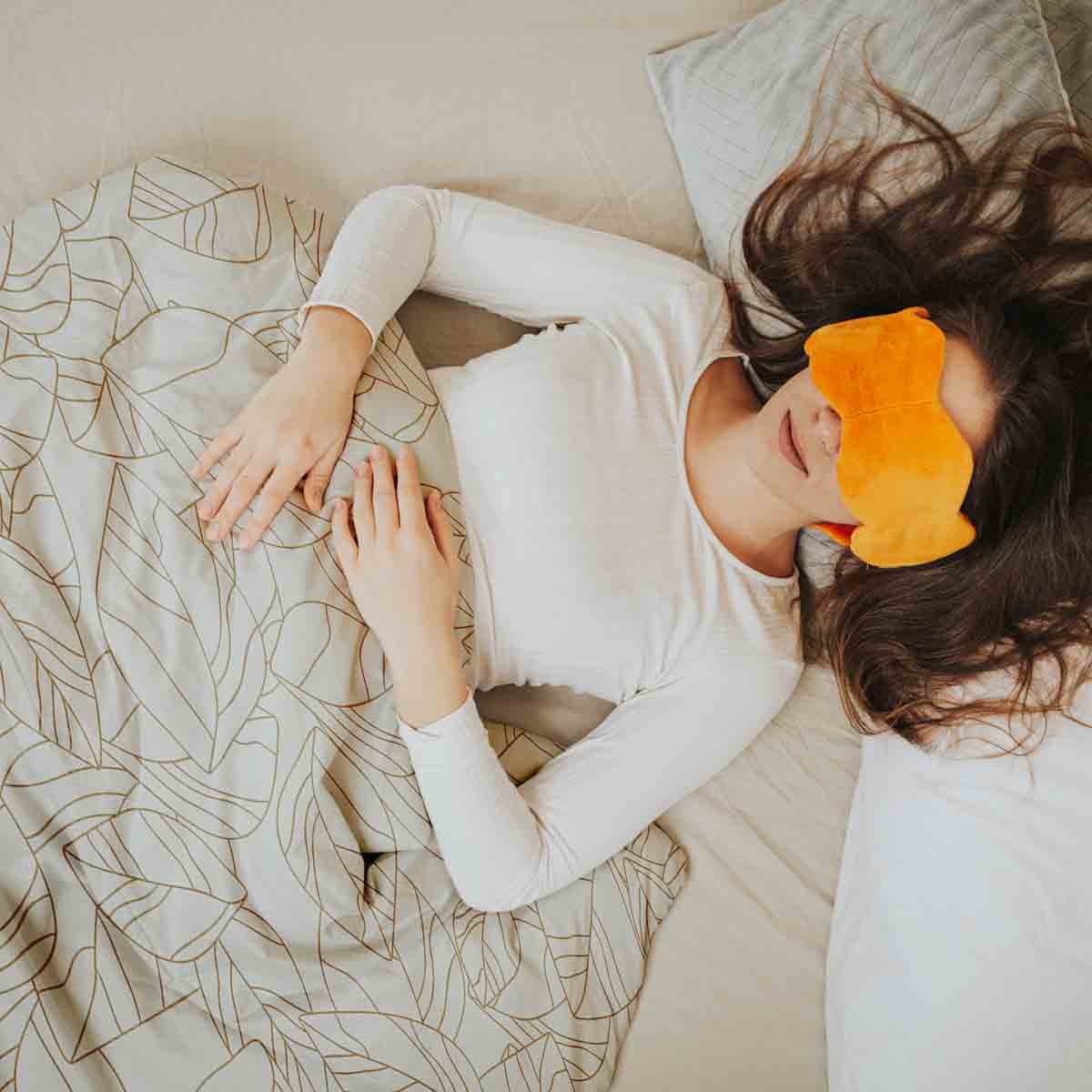 Original Therapiedecke - Baumwoll Bettwäsche Set Beige mit Blattform Schwarz