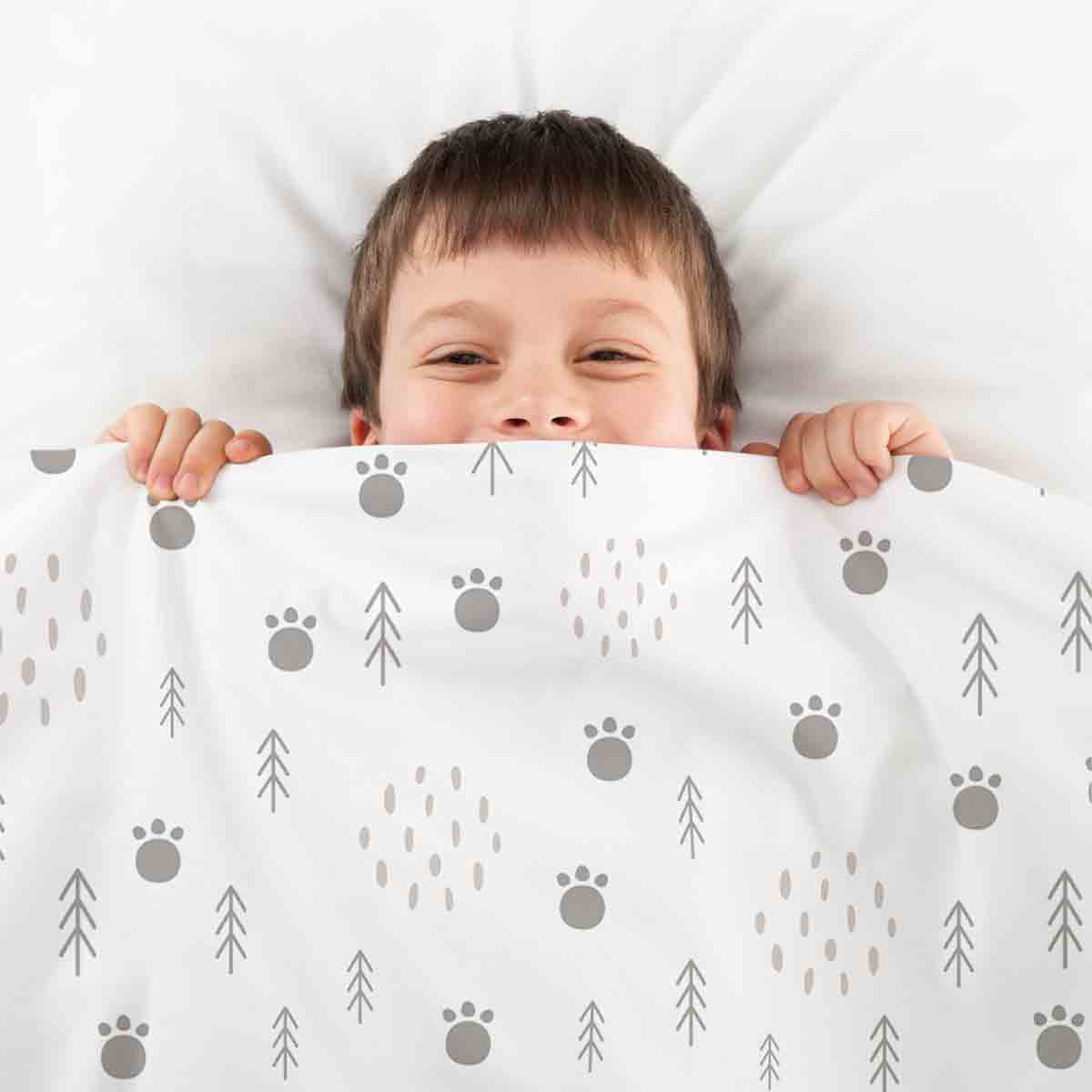 Original Therapiedecke - Baumwoll Bettwäsche Set Pfotenabdrücke im Wald