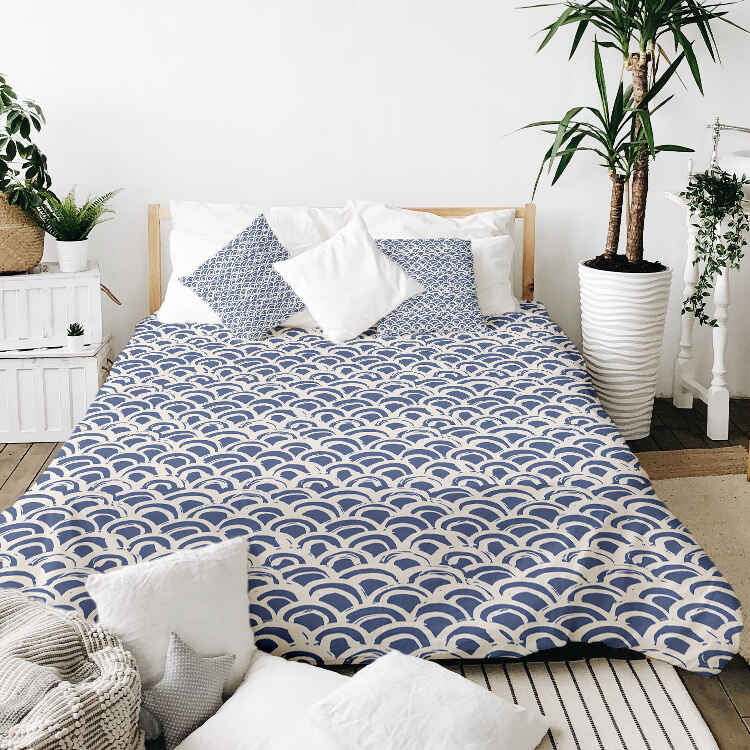 Original Therapiedecke - Baumwollbezug blaues Wellenmuster