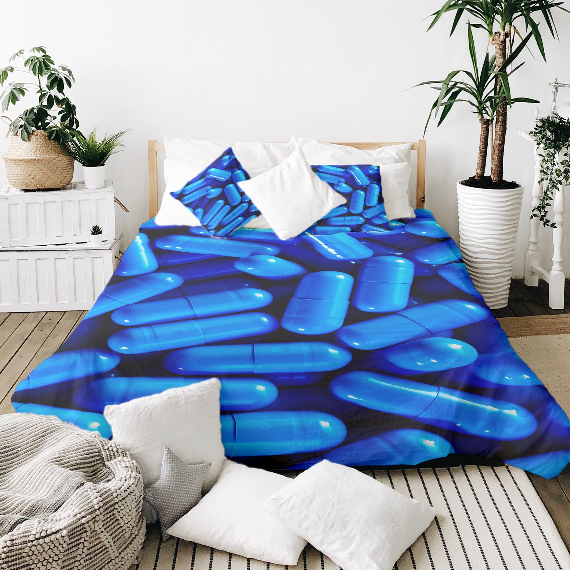 Originele therapiedeken - katoenen hoes blauw tabletten