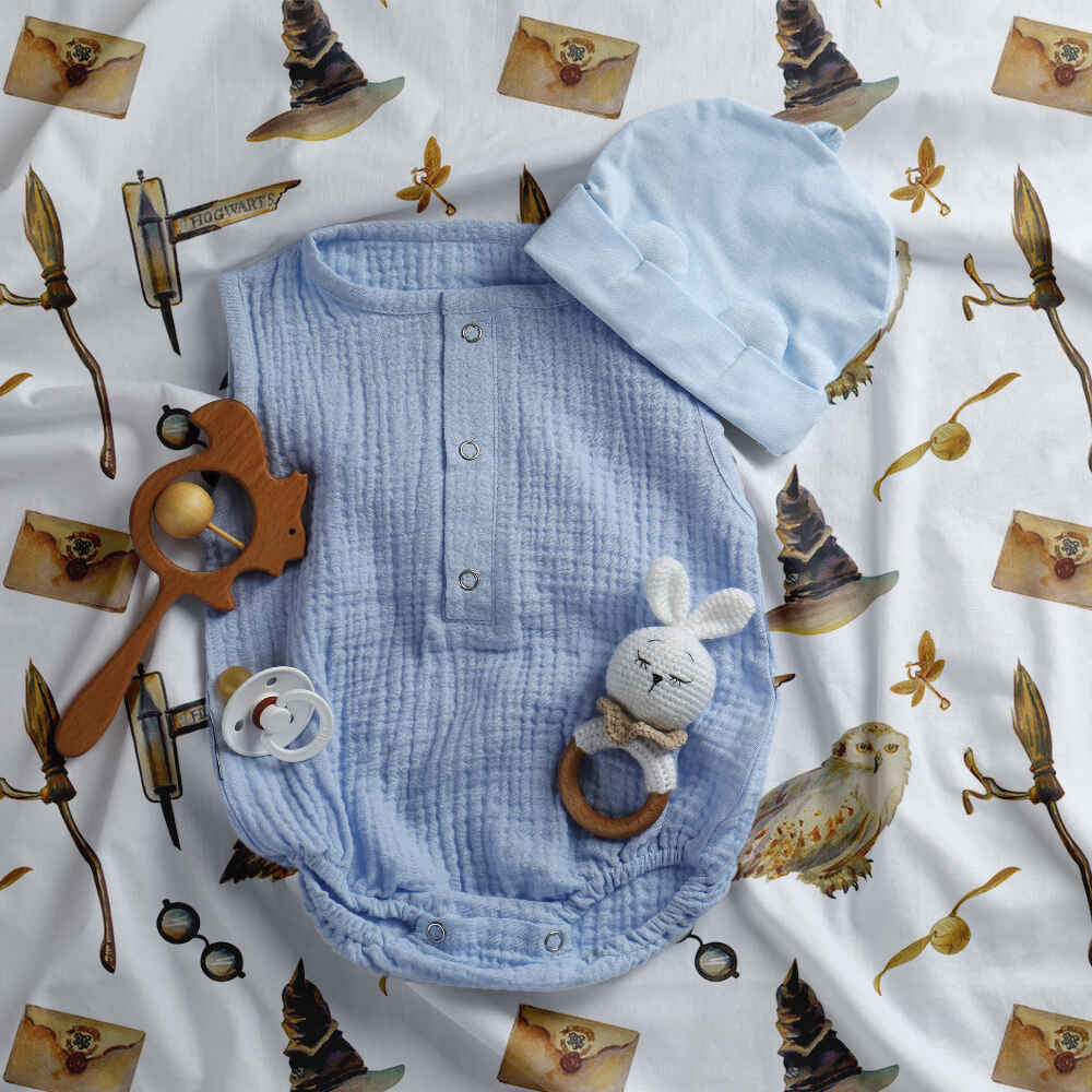 Originele therapiedeken - katoenen hoes wit met uilen