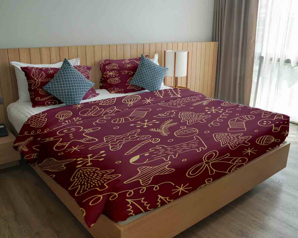 Therapiedekens beddengoedset rood met grappige kerstmotieven