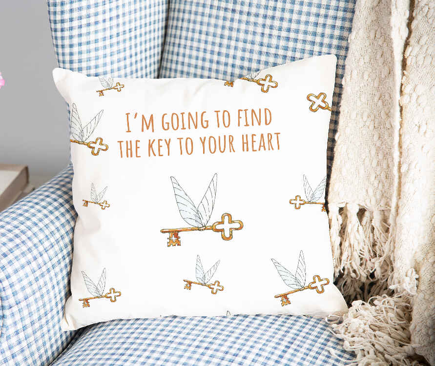 Gezondheidskussen wit met vliegende sleutel