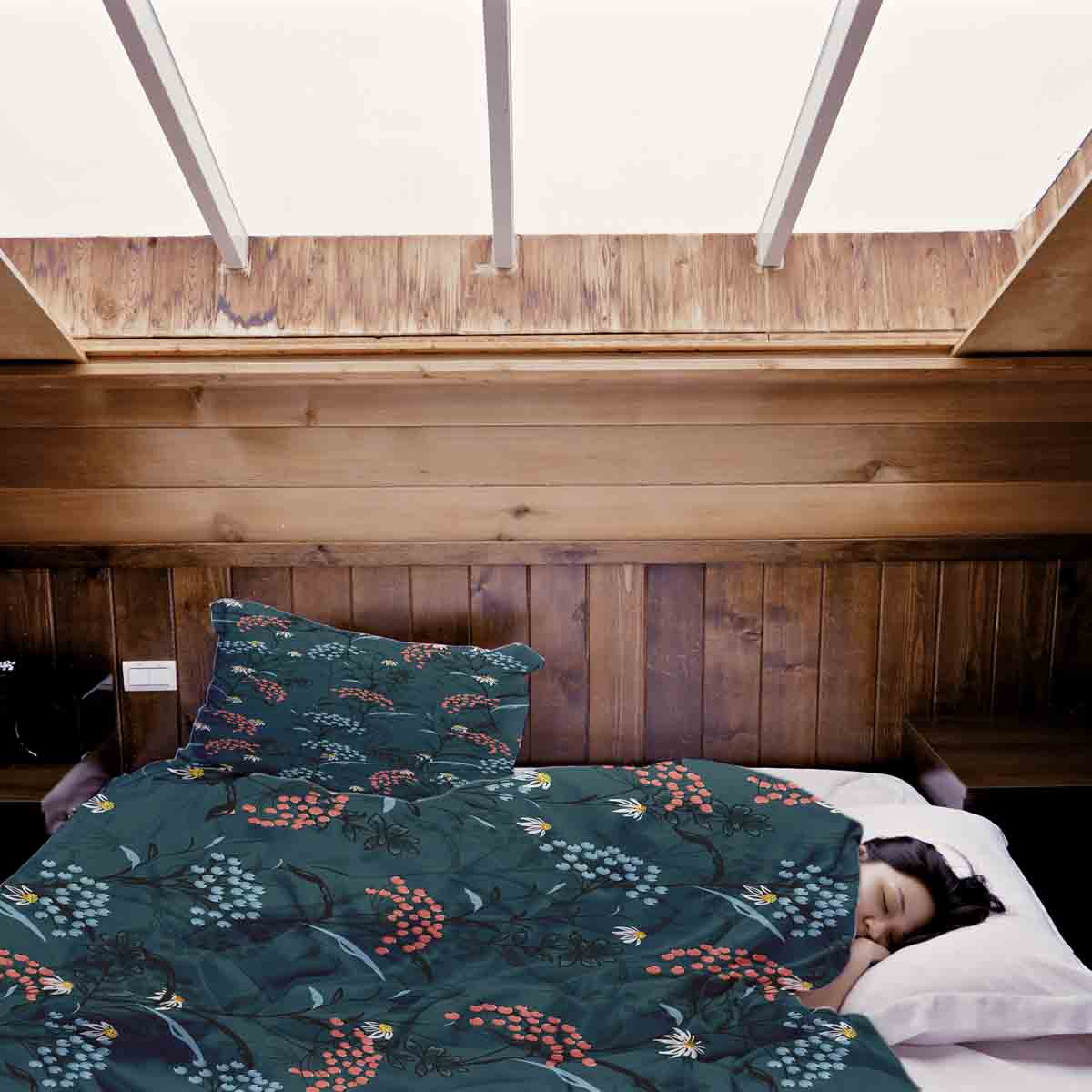 Originele therapiedeken - katoenen hoes lentebloemen