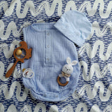 Originele therapiedeken - katoenen hoes blauw witte golven