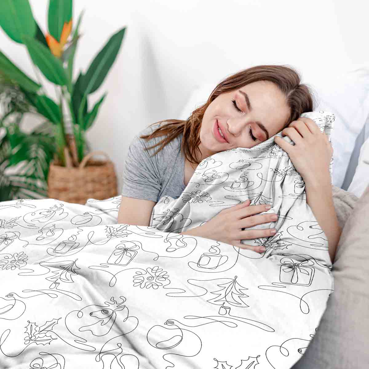 Original Therapiedecke - Baumwoll Bettwäsche Set Abstraktes Weihnachten