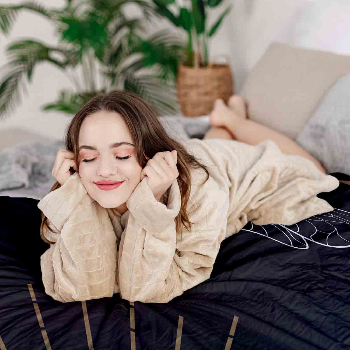 Therapiedekens Beddengoed Set Zwart met Motte