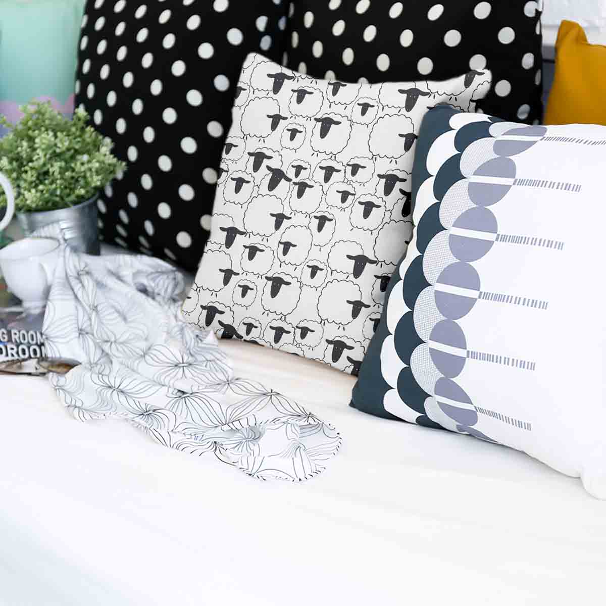 Gezondheidskussen wit met schapen