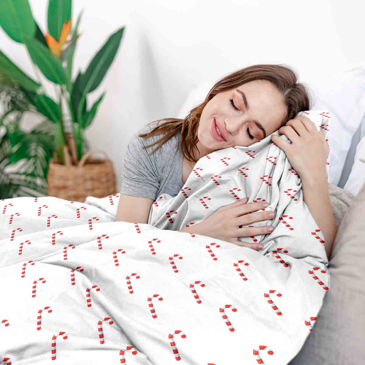 Therapiedekens beddengoed set wit met zuurstokken