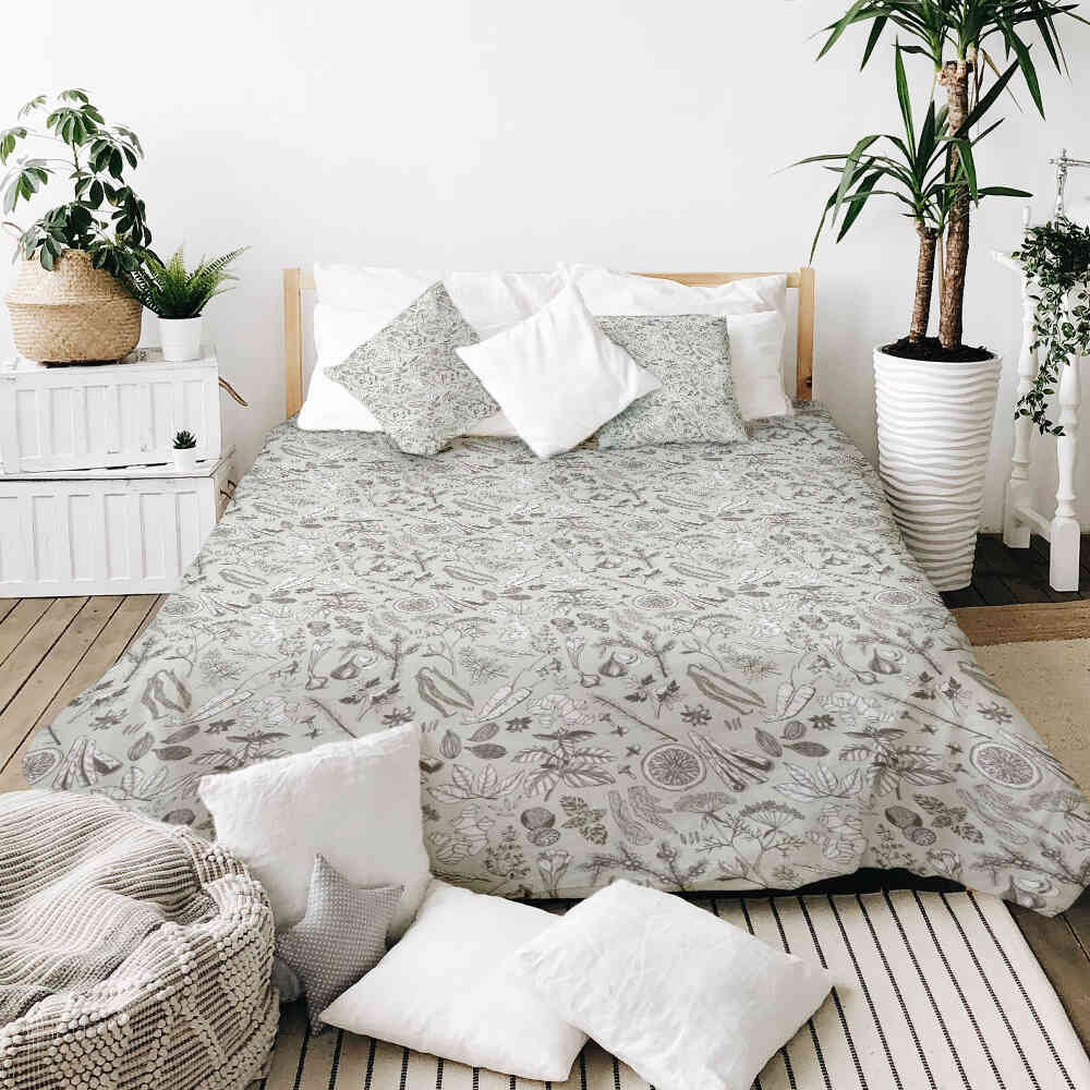 Original Therapiedecke - Baumwoll Bettwäsche Set Grau Gewürz