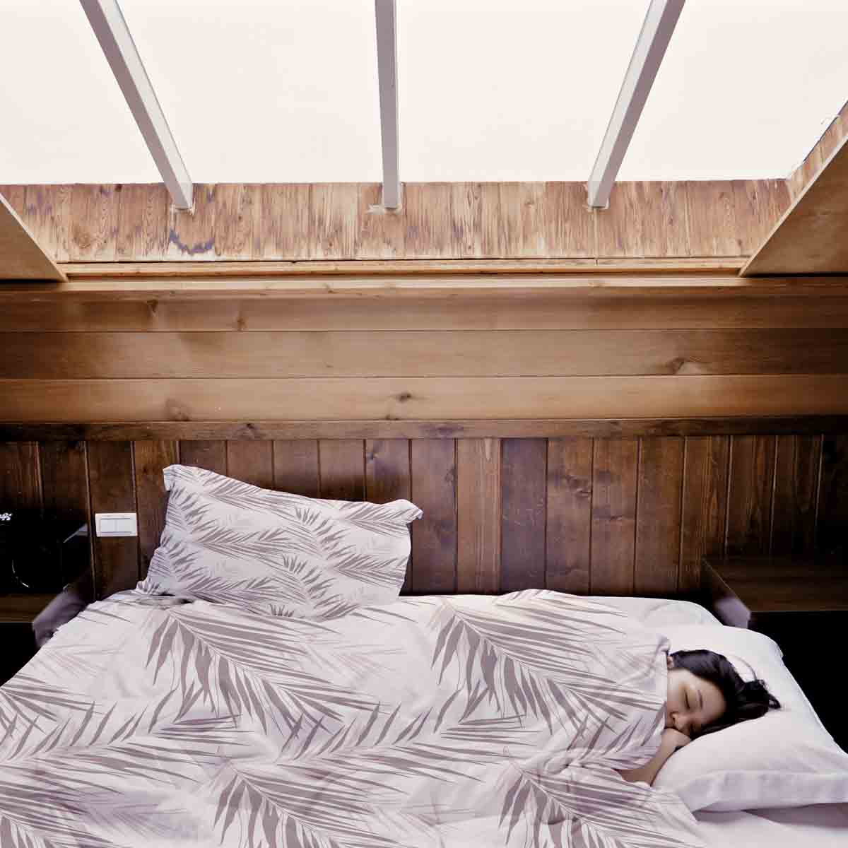 Original Therapiedecke - Baumwollbezug Weiß mit lila Blättern