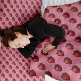 Therapiedekens beddengoedset roze met aardbeien