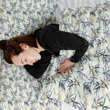 Originele therapiedeken - katoenen hoes bladpatroon beige