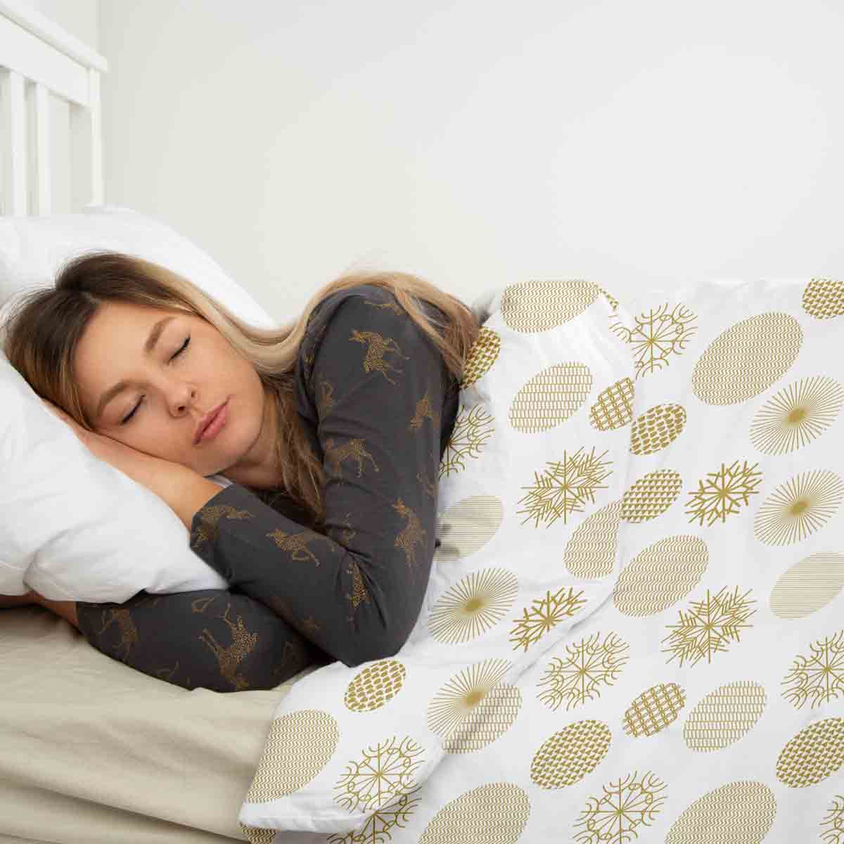 Therapiedekens beddengoed set gouden kerstversiering