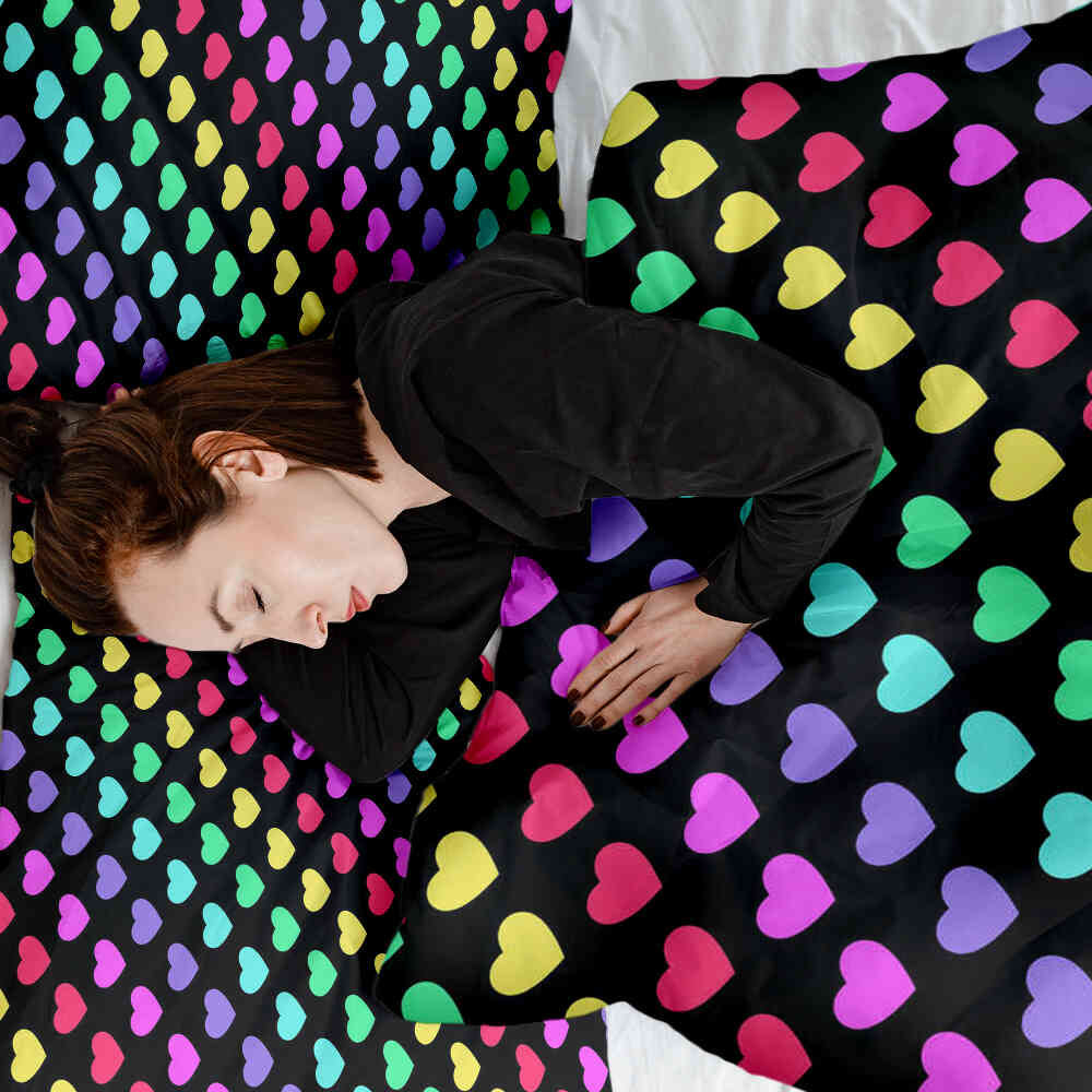 Original Therapiedecke - Baumwollbezug bunte Herzen