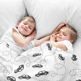 Originele therapiedeken - katoenen hoes met zwarte auto's