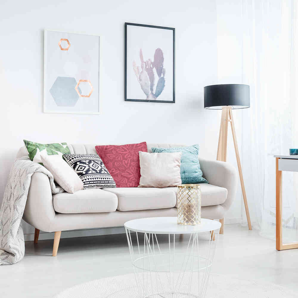 Gezondheidskussen rood met roze hartmotief