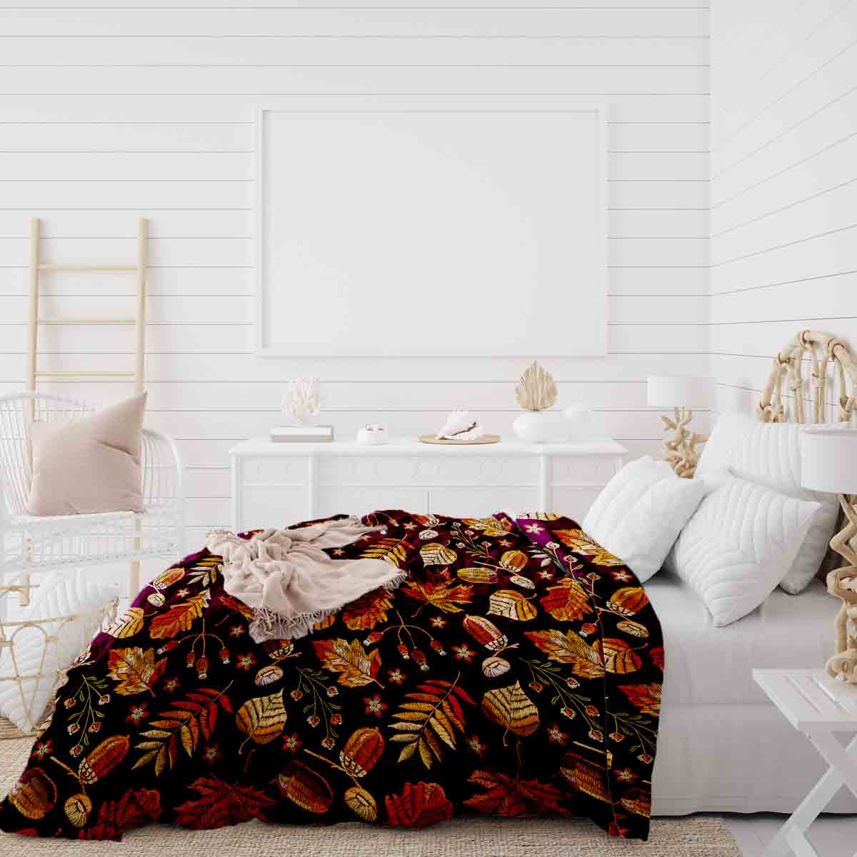 Original Therapiedecke - Baumwoll Bettwäsche Set braune Herbstblätter