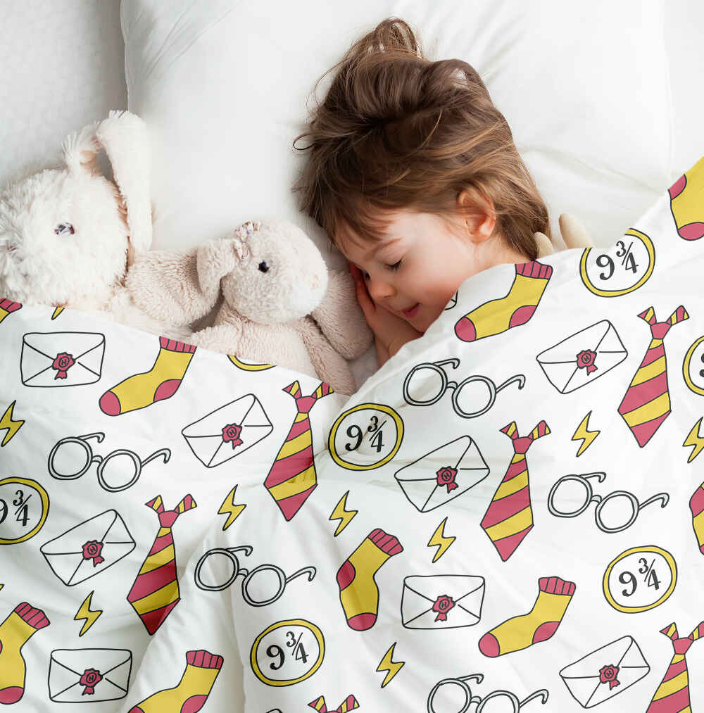 Original Therapiedecke - Baumwoll Bettwäsche Set Weiß Zauberei Schule