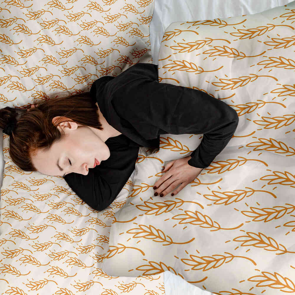 Therapiedekens beddengoed set wit met gele tarwe