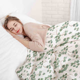 Therapiedecken beddengoed set wit met eucalyptus takken