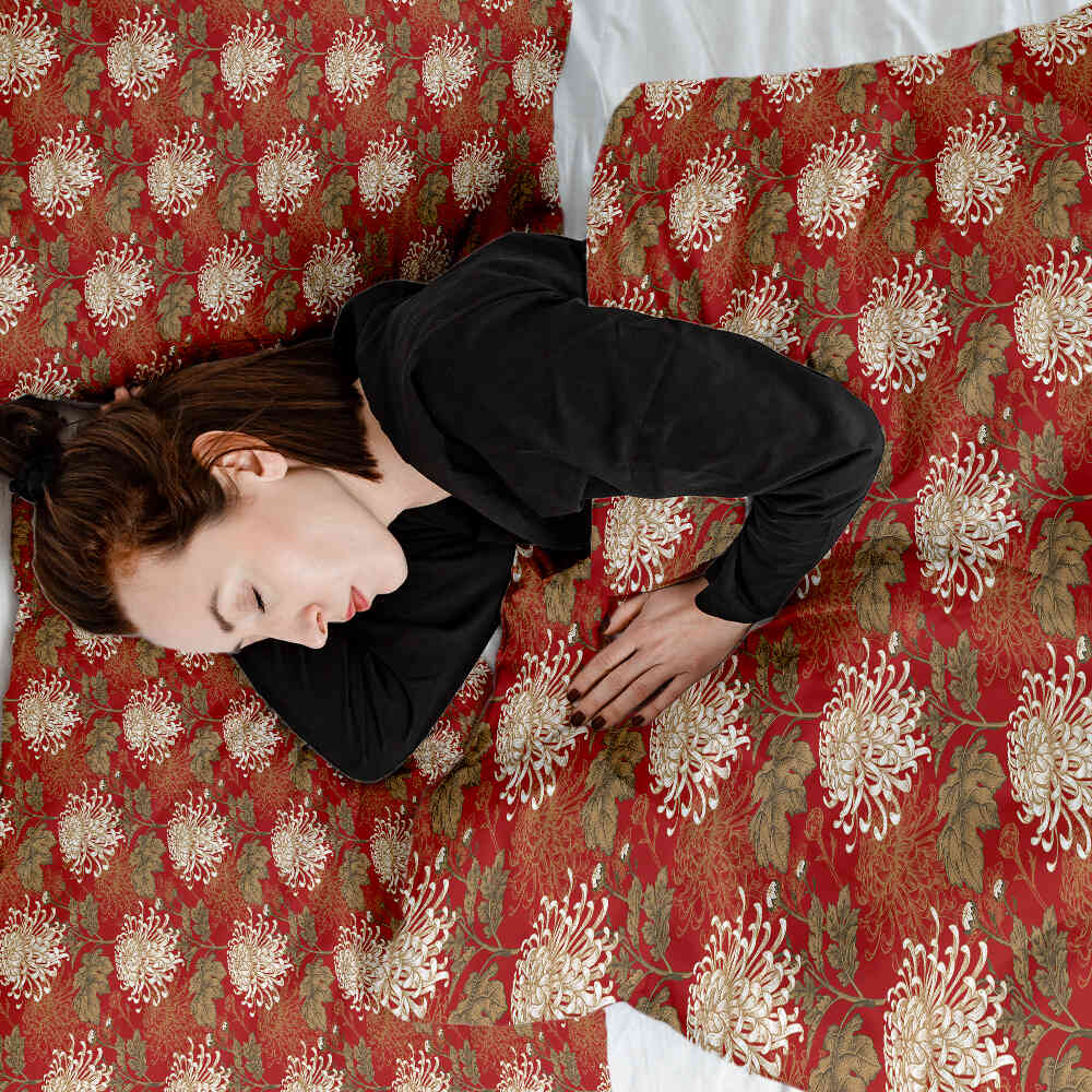 Original Therapiedecke - Baumwoll Bettwäsche Set Rot große Blüte