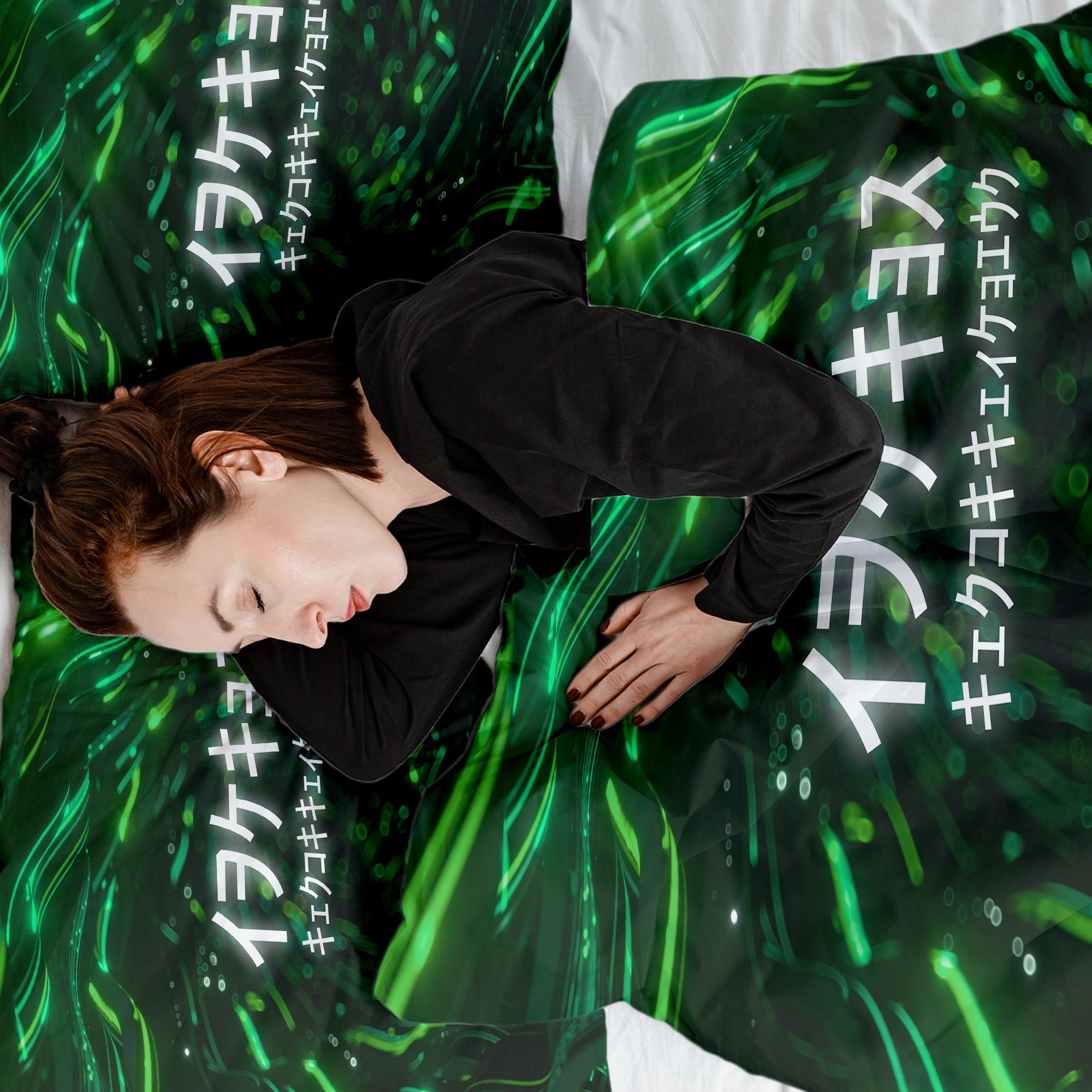 Originele therapiedeken - katoenen hoes groen met Chinese karakters