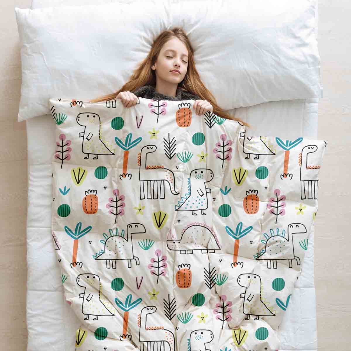 Therapiedekens beddengoedset met kleurrijke dino's