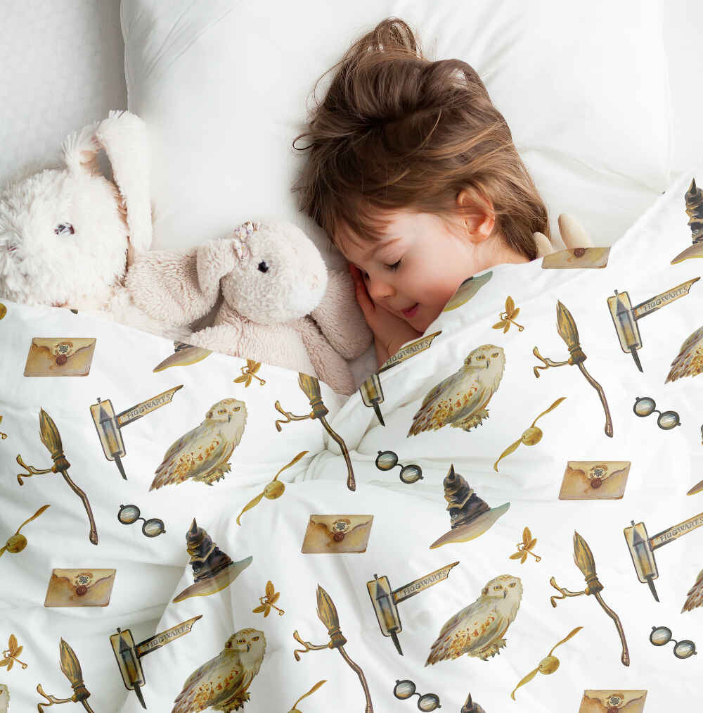 Originele therapiedeken - katoenen hoes wit met uilen