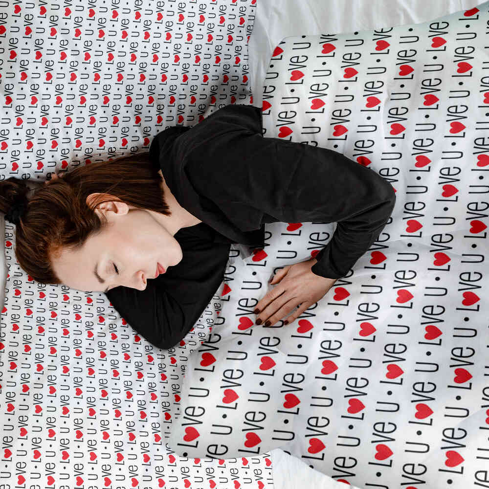 Original Therapiedecke - Baumwoll Bettwäsche Set Weiß Love U