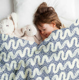 Originele therapiedeken - katoenen hoes blauw witte golven