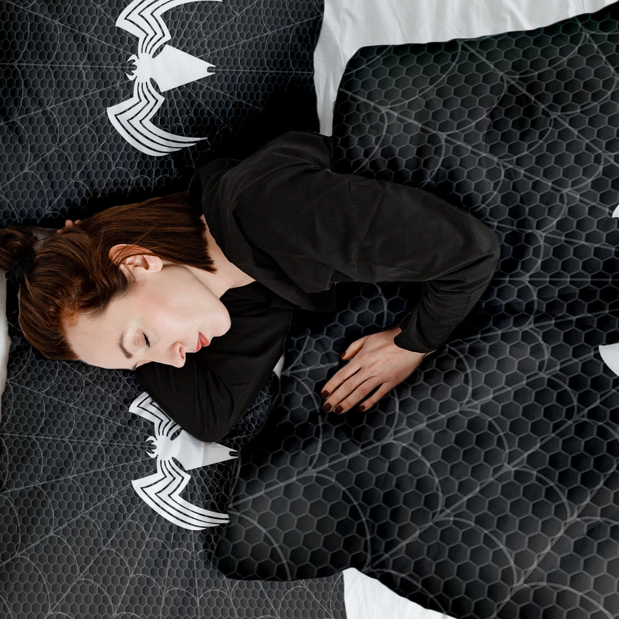 Therapiedekens beddengoed set zwart met spin