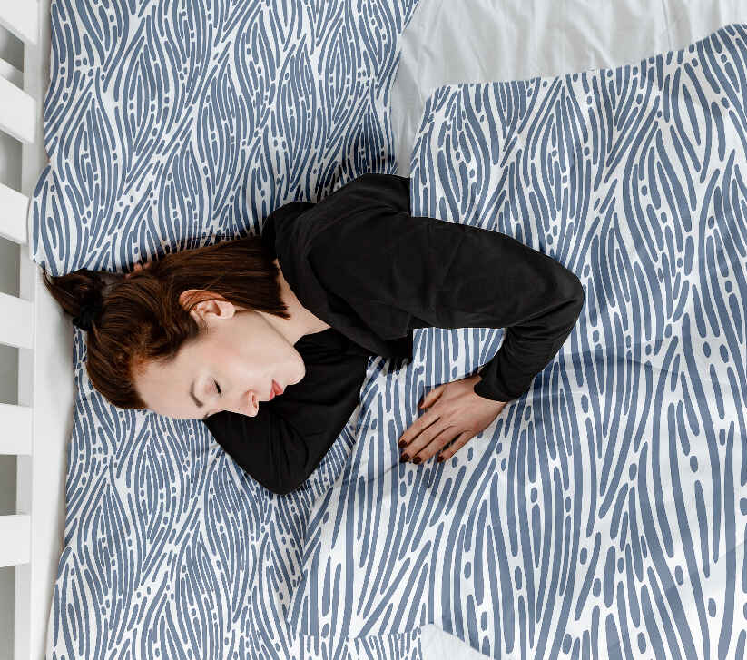 Original Therapiedecke - Baumwoll Bettwäsche Set welliges Muster Blau