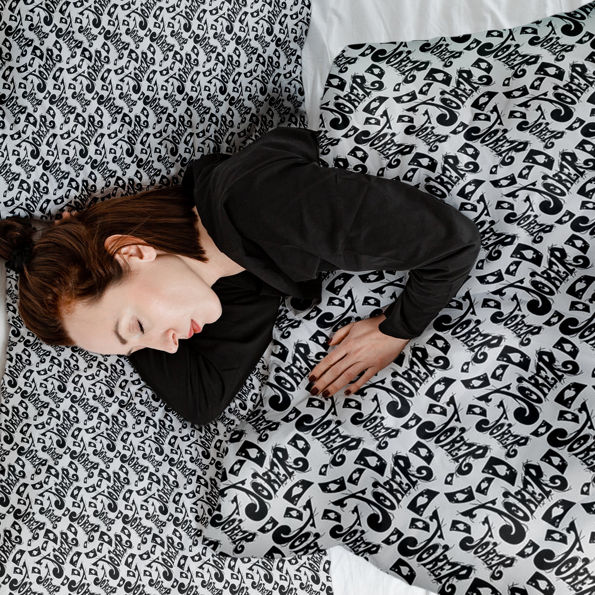 Original Therapiedecke - Baumwoll Bettwäsche Set Schriftzug in Schwarz Joker