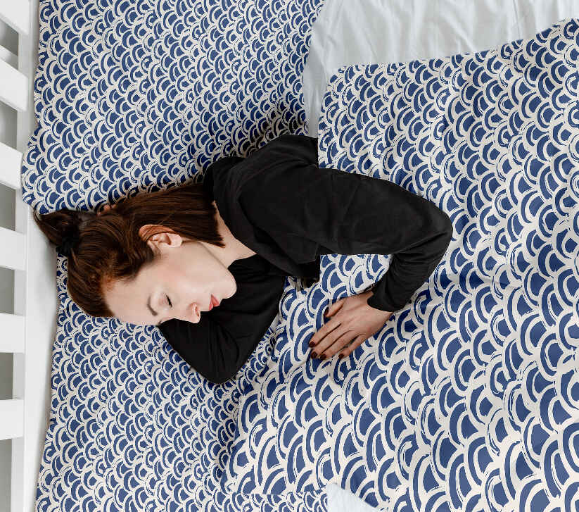 Original Therapiedecke - Baumwollbezug blaues Wellenmuster