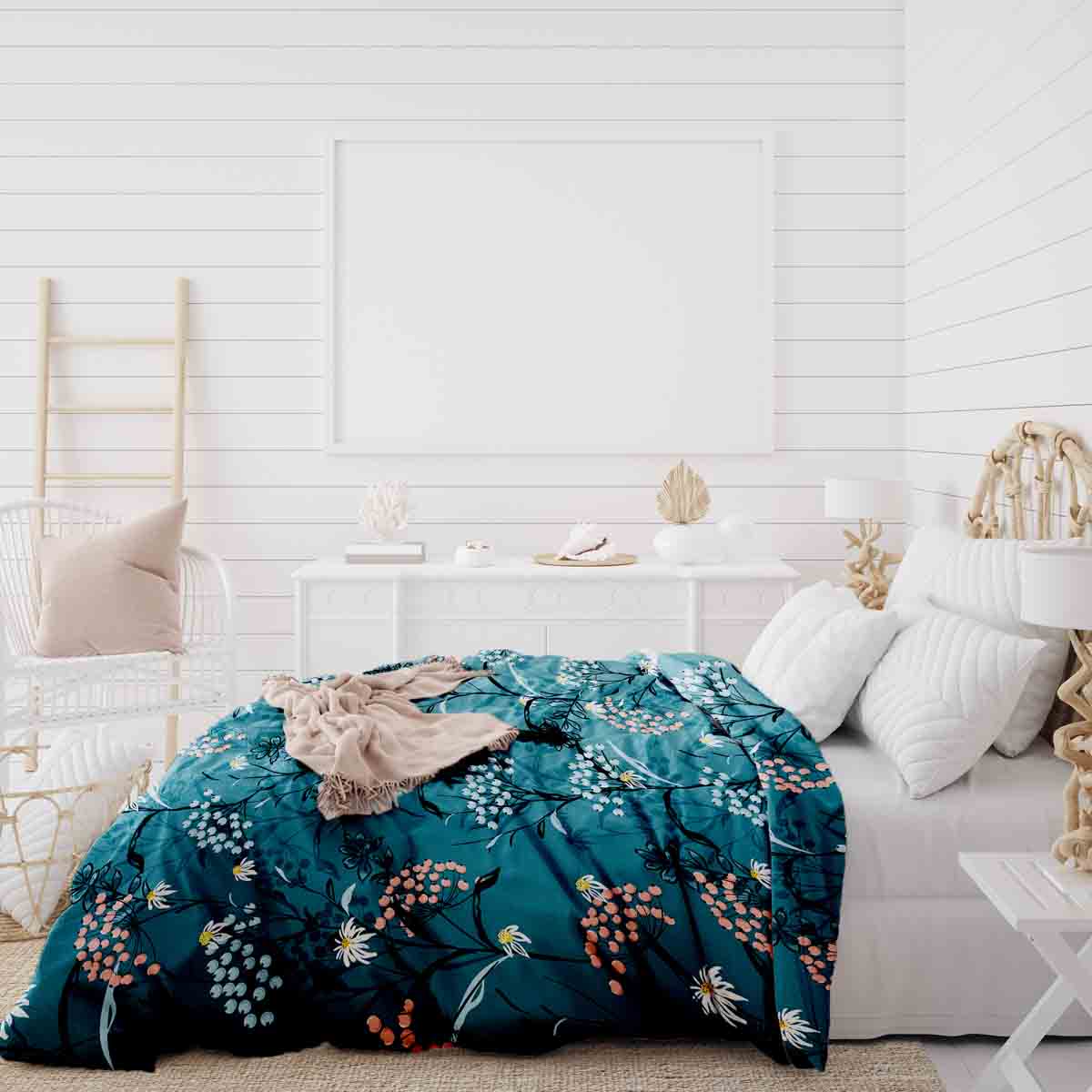 Originele therapiedeken - katoenen hoes lentebloemen