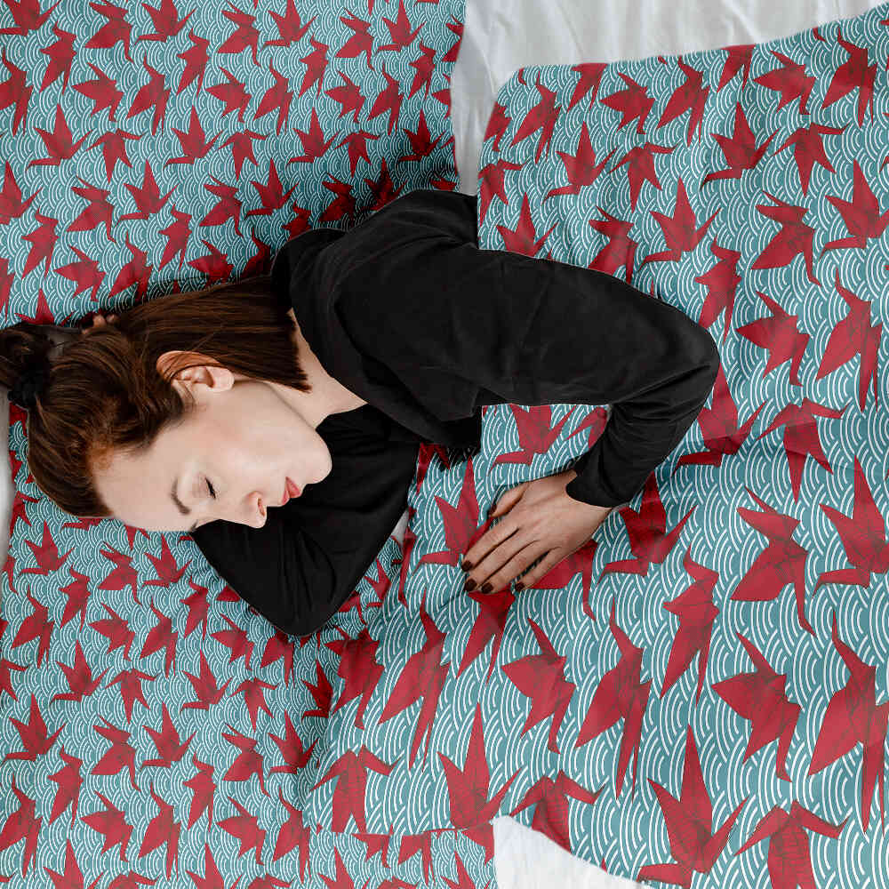 Originele therapiedeken - katoenen hoes rood origami