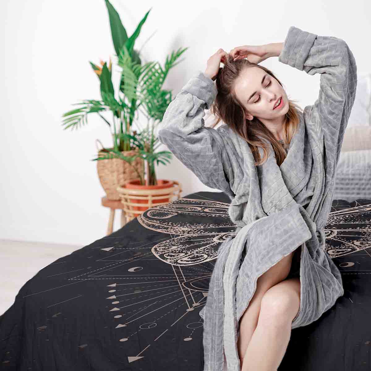 Therapiedekens Beddengoed Set Zwart met Vlinder