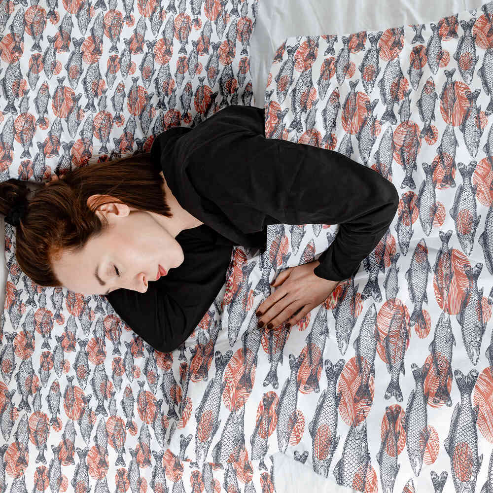 Original Therapiedecke - Baumwoll Bettwäsche Set graue Fische