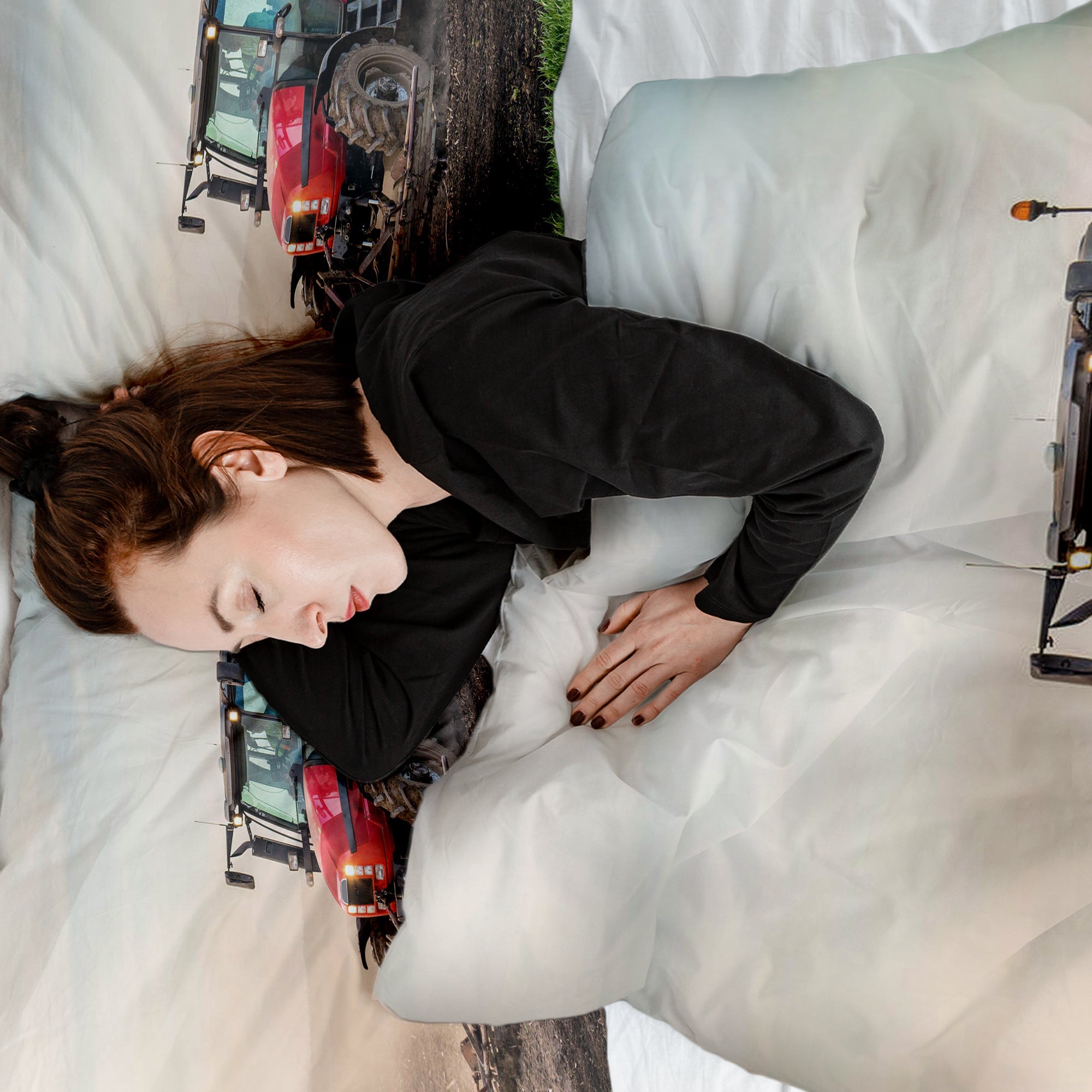 Originele therapiedeken - katoenen hoes met grote tractor