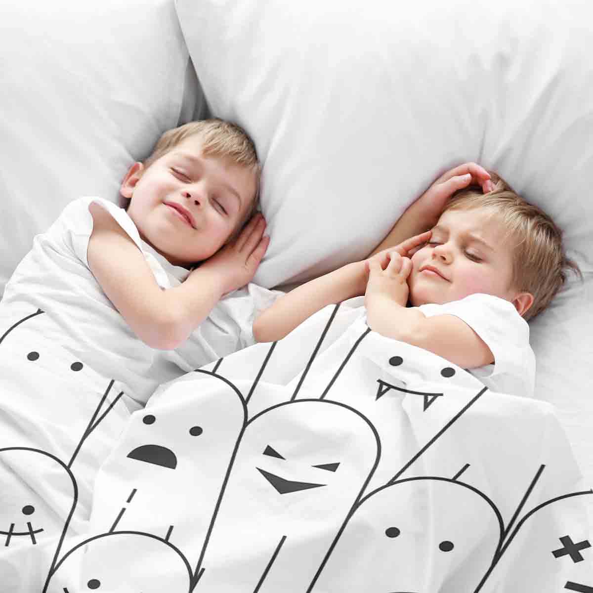 Therapiedekens beddengoed set wit met grappige spoken