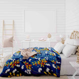 Originele therapiedeken - katoenen hoes blauw met boeket bloemen